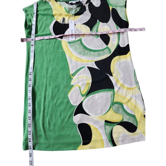 CHICOS Travelers Placed Floral Cap Sleeve Tunic Abstract Top Blouse in Size S - Picture 6 of 6